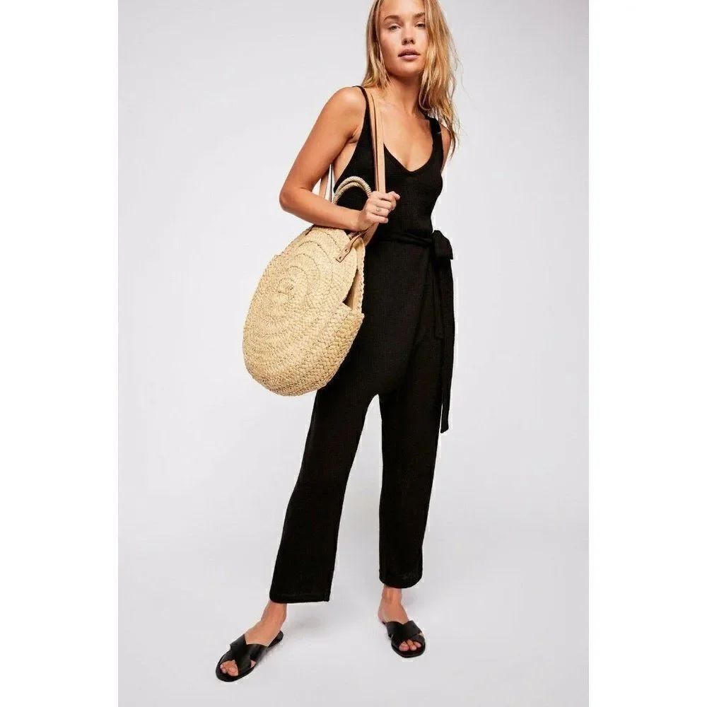 NEW FREE PEOPLE HEARTBREAKER BELTED JUMPER JUMPSUIT IN BLACK